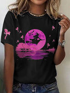 Women's Witch Cat  Printed Short-Sleeved T-Shirt