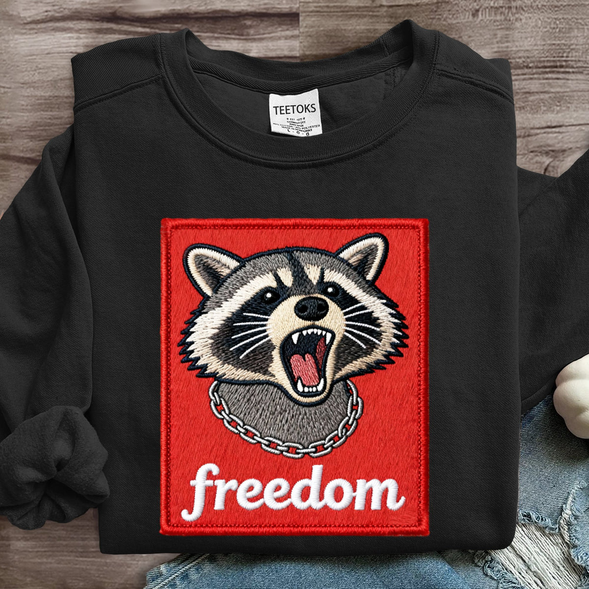 Freedom Raccoon Funny Art Print Sweatshirt