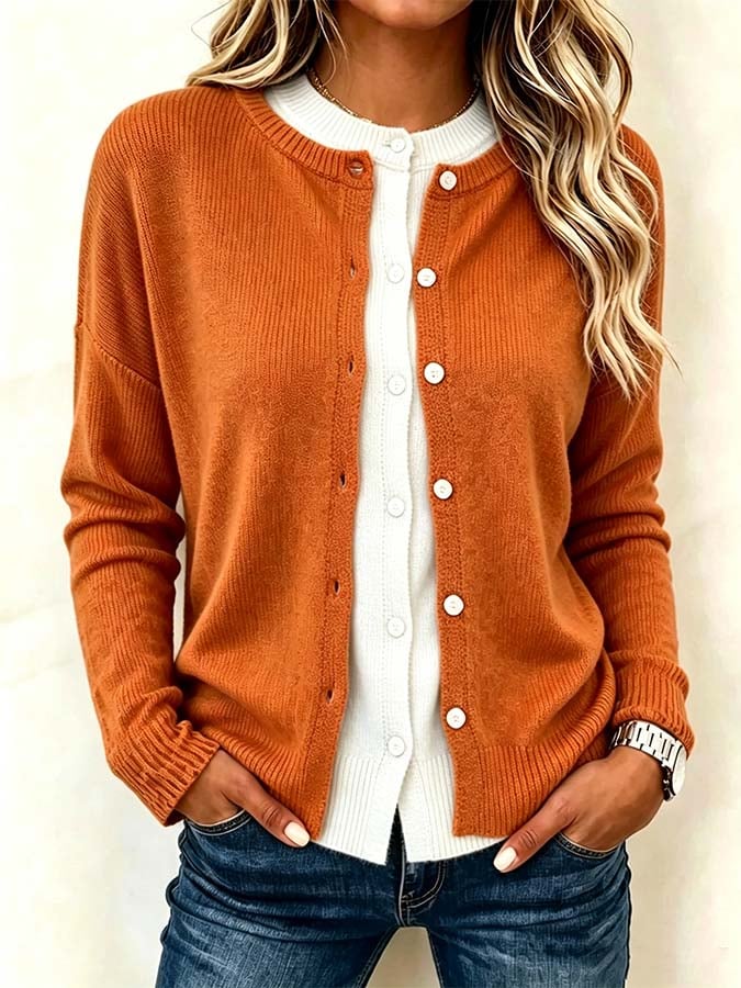 Women'S Casual Faux-Layered Sweater