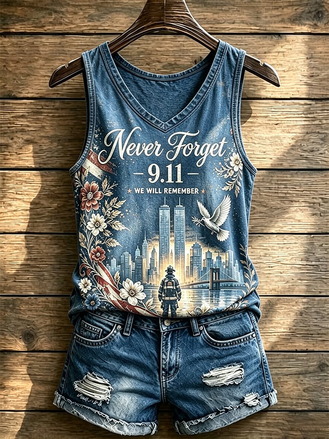 Women's Never Forget September 11 Print Vest
