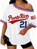 Women's Puerto Rico Baseball Print Shirt