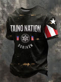 Men's Puerto Rican Print Comfortable Short-Sleeve T-Shirt