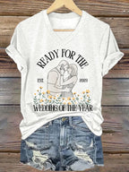 Women's Ready For The Wedding Of The Year Print V Neck T-shirt