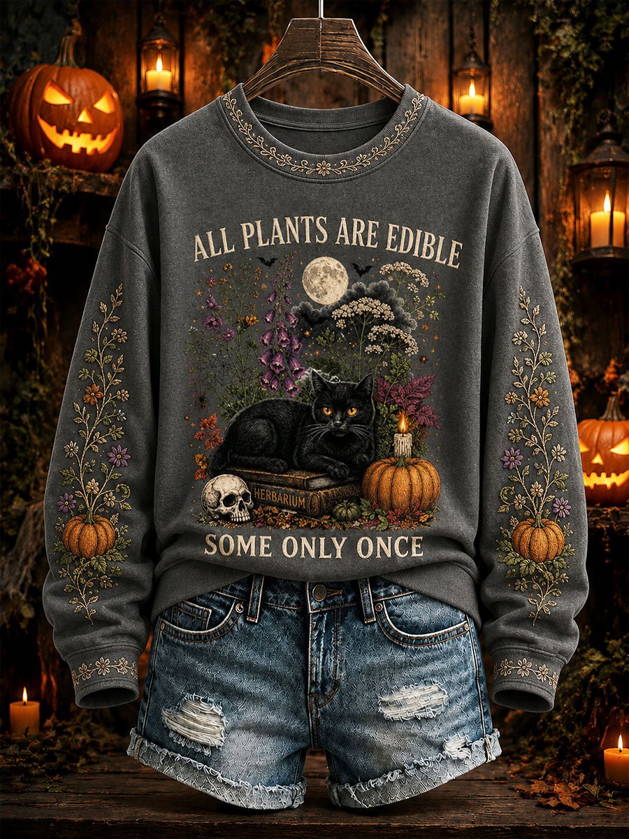 Women's Halloween Cute Cat Print Sweatshirt