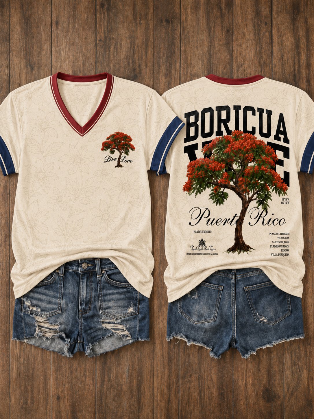 Women's Puerto Rico Pride Art Printed T-shirt