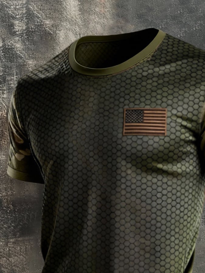 Men's Retro Patriotic Casual Short-Sleeve T-Shirt