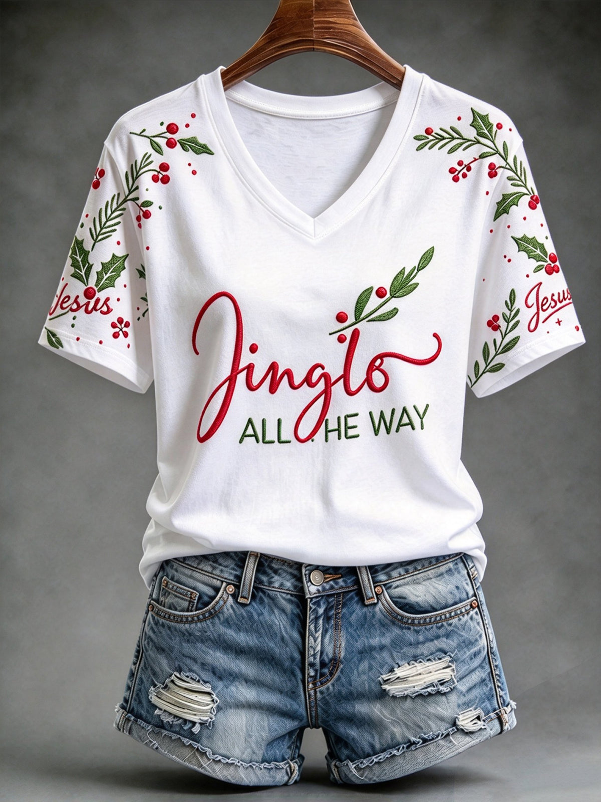 Women's Festive V-Neck Top