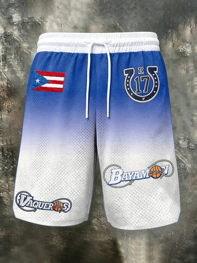 Men's Puerto Rican Basketball Print Casual Cargo Pants
