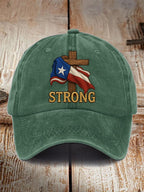 Retro Texas Strong Faith Cross Print Baseball Cap
