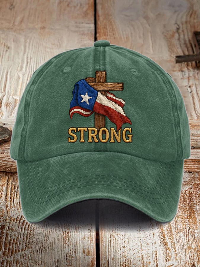Retro Texas Strong Faith Cross Print Baseball Cap