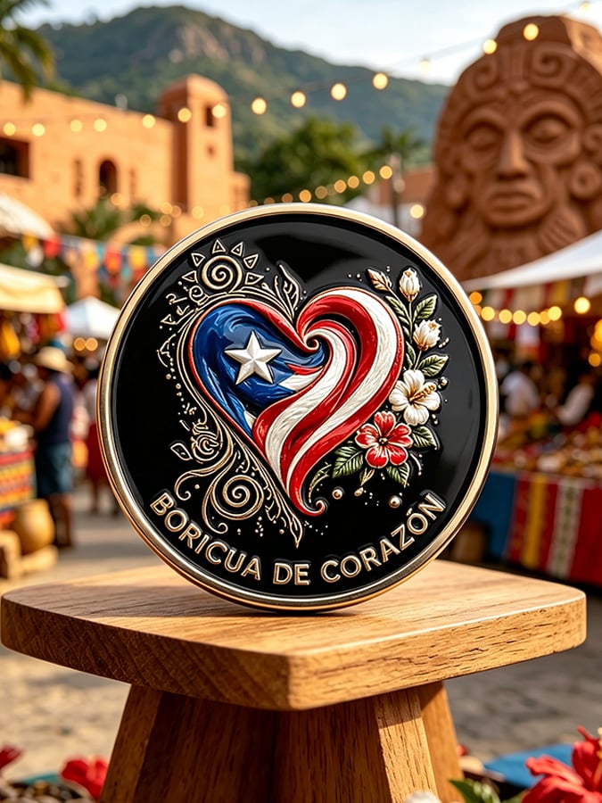 Unisex Puerto Rico Art Printed  Pin-Back Button