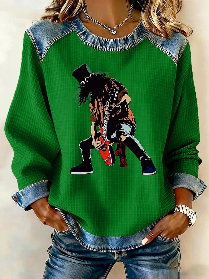 Retro Rock Slash Print Sweatshirt