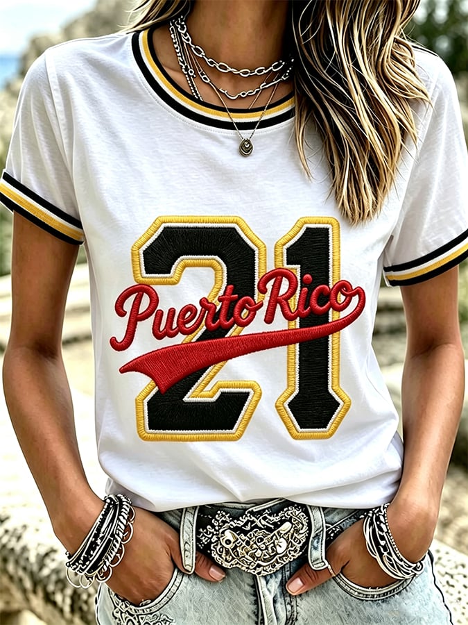 Women's Casual Puerto Rico Print Top
