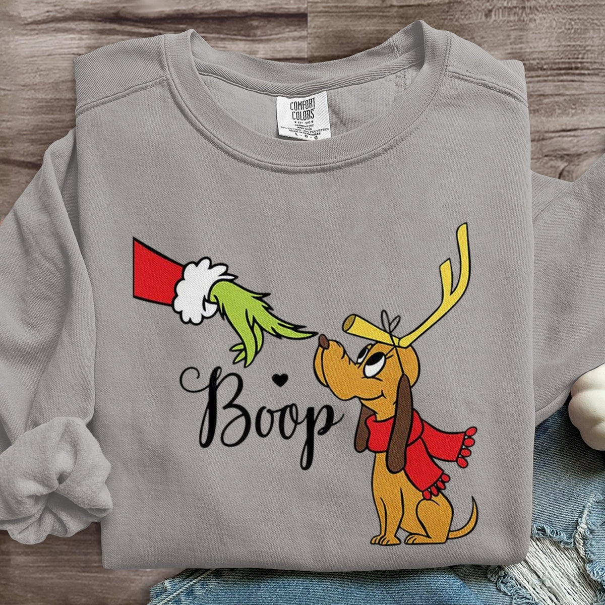 Boop Funny Dog Christmas Art Print Sweatshirt