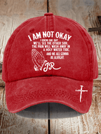 Unisex Distressed Washed Cotton I‘M Not OK Country Musicn Printed Hat