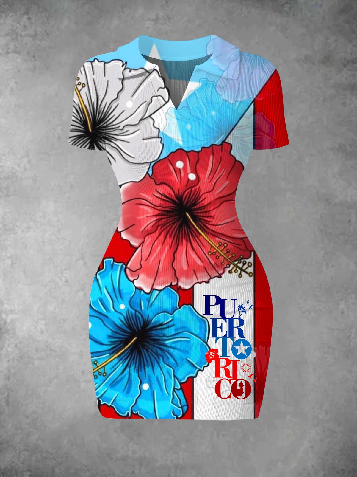 Puerto Rican Floral Logo Print Women's Vintage Dress