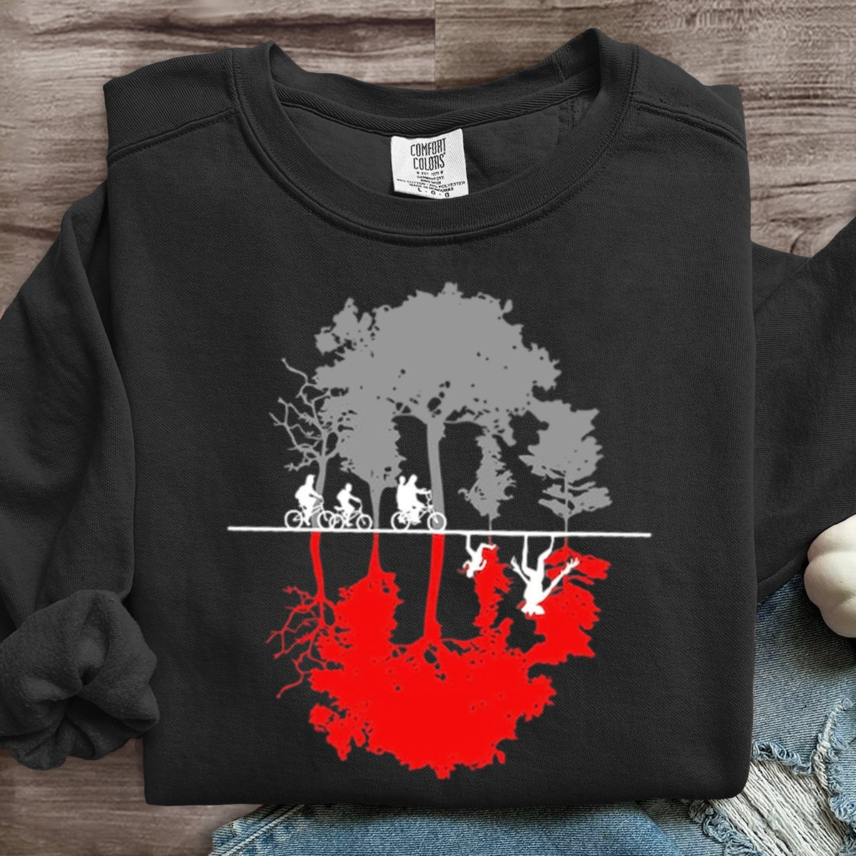Hawkins Indiana National Park Upside Down 80s Horror Art Print Sweatshirt