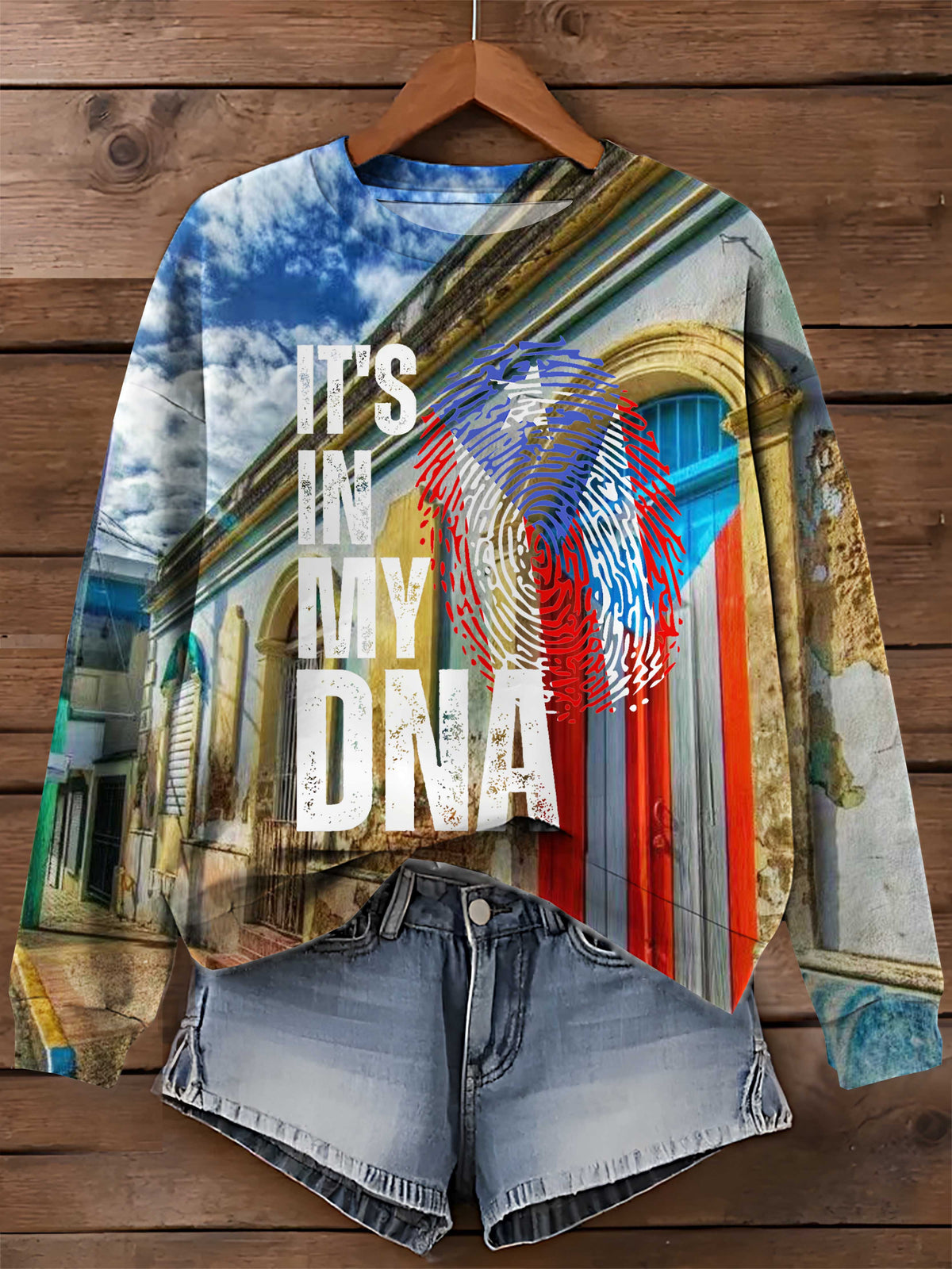 Puerto Rico It's in My DNA Printed Sweatshirt