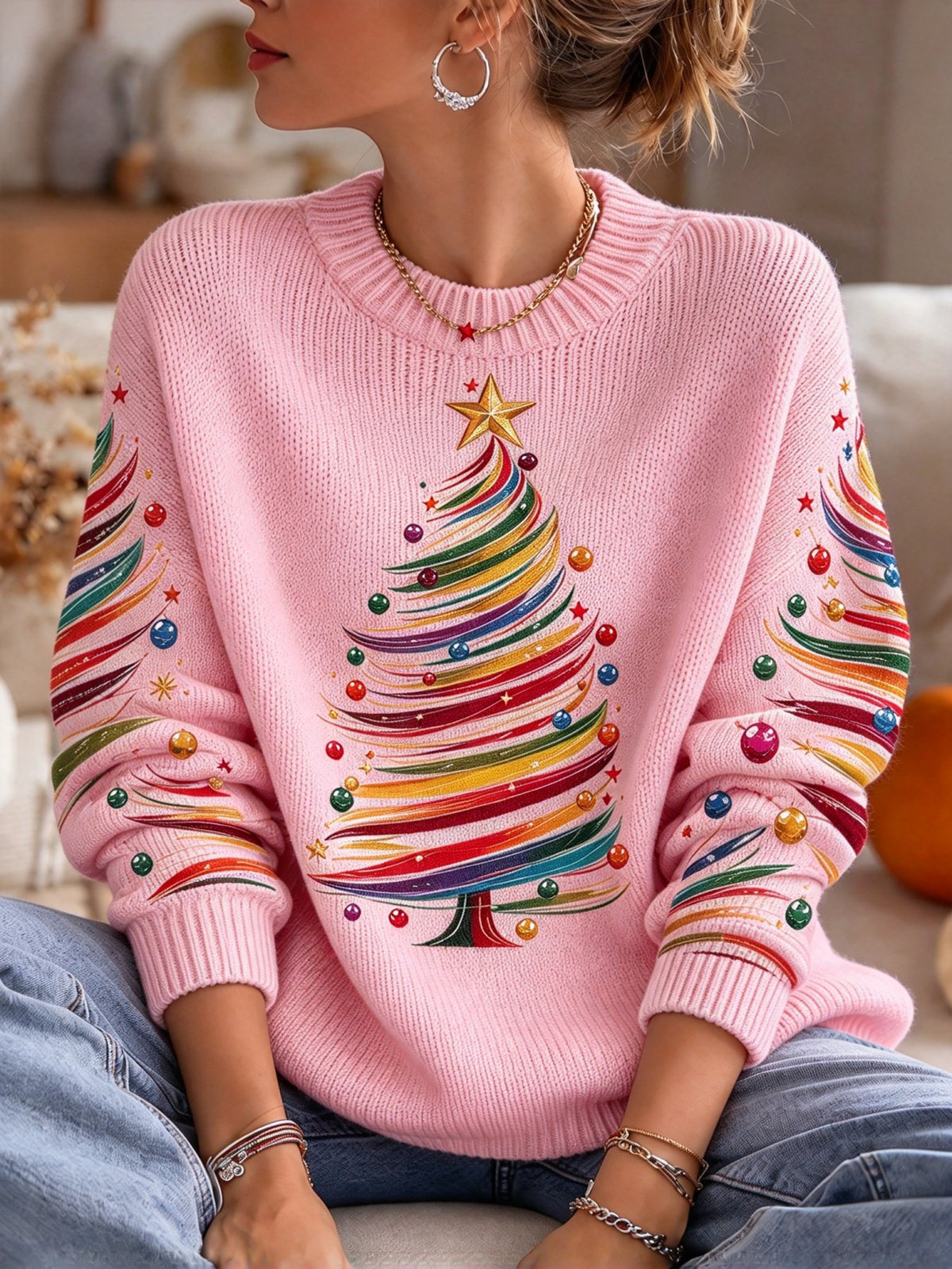 Women's Casual Print Knit Top