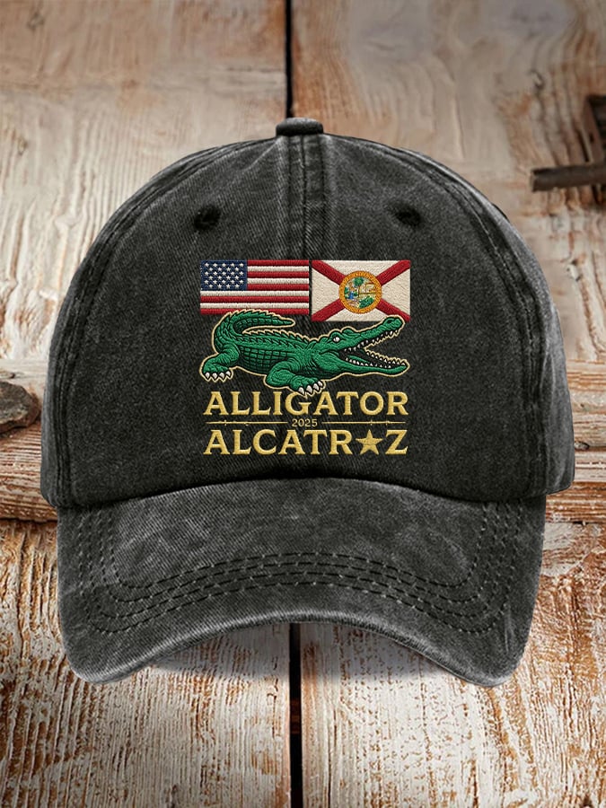 Alligator Alcatraz Funny Florida Everglades Dark Humor  Pride Baseball Cap