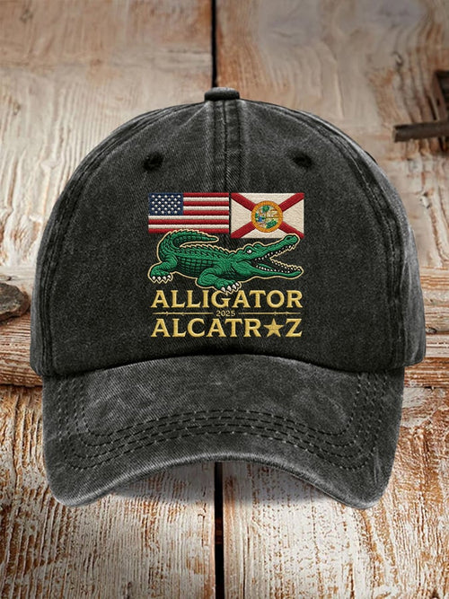 Alligator Alcatraz Funny Florida Everglades Dark Humor  Pride Baseball Cap
