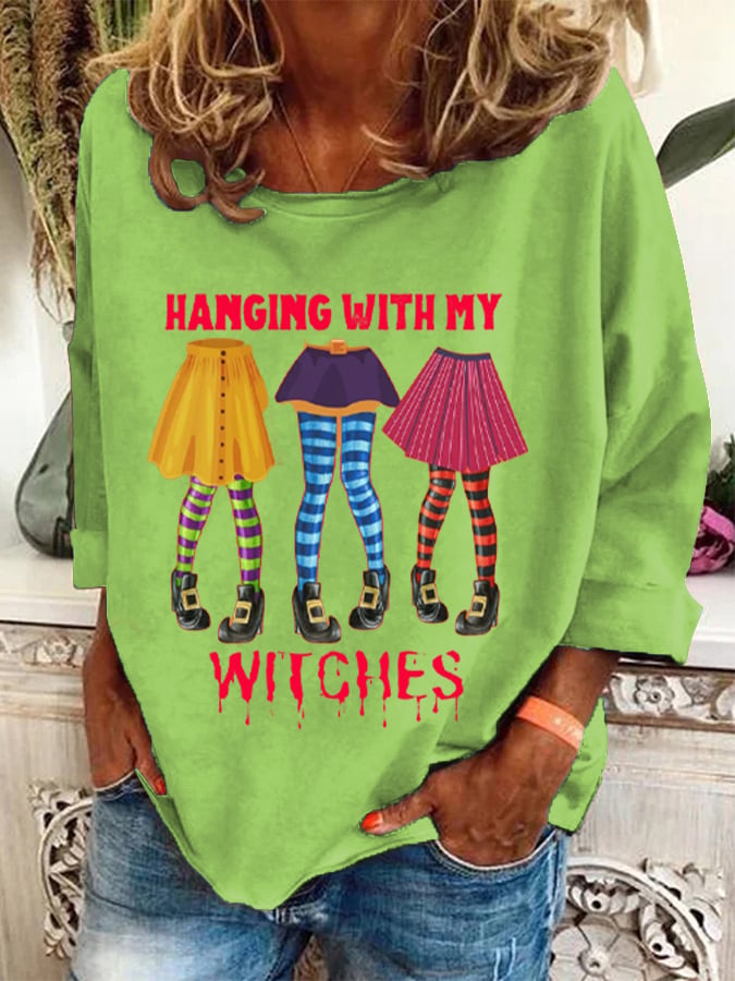 Women's Hanging With My Witches Printed Sweatshirt