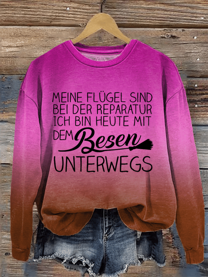 "Meine Flügel sind bei der Reparatur ..." Damen Rundhals-Sweatshirt.