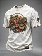 Men's Puerto Rico Art Printed Short-sleeved T-shirt