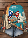 Puerto Rican Coquito Navidad Boricua Printed Sweatshirt