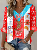 Puerto Rican Flag Colorful Printed Long Sleeve Top