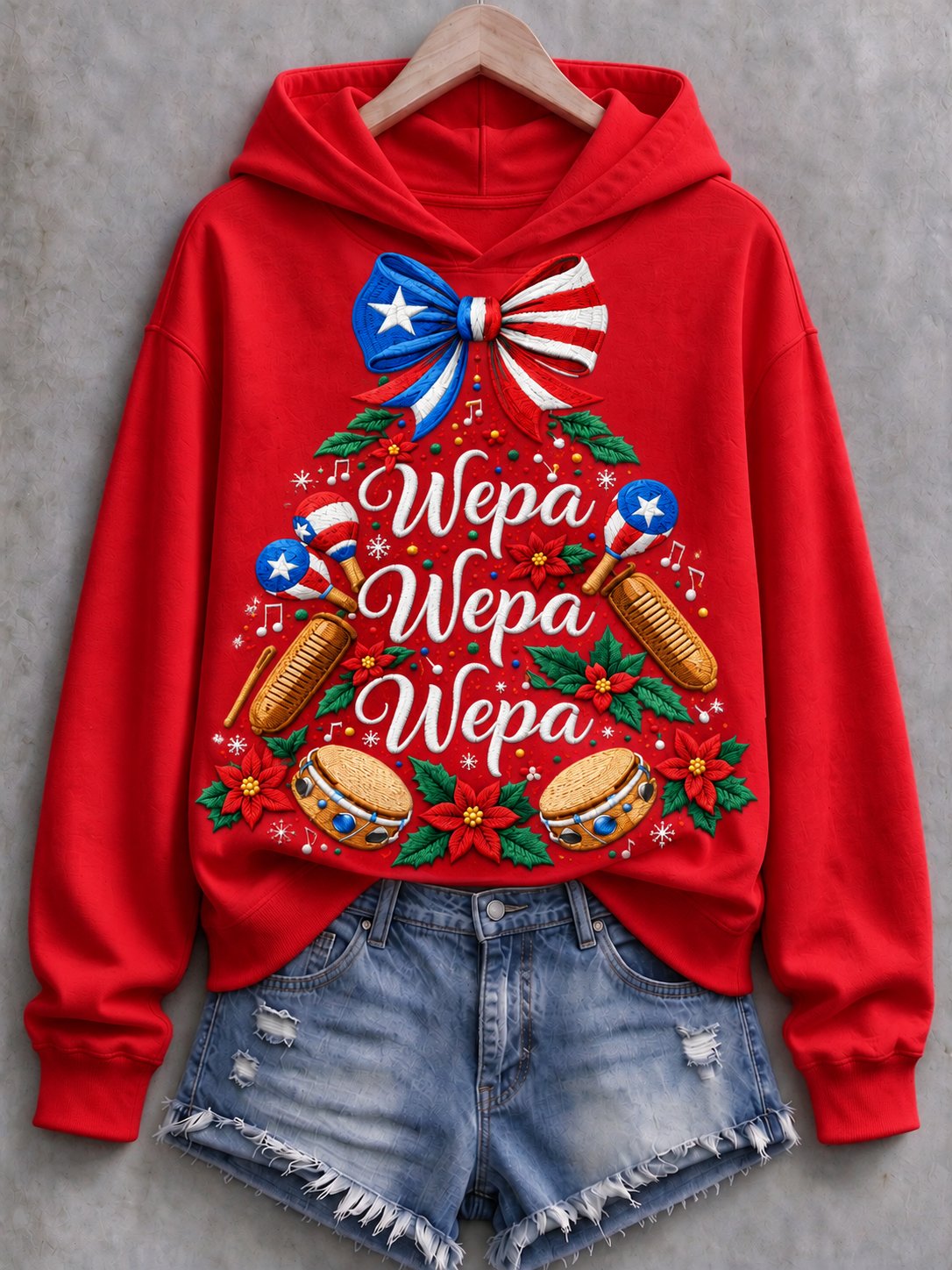Women's Puerto Rico Christmas Print Top
