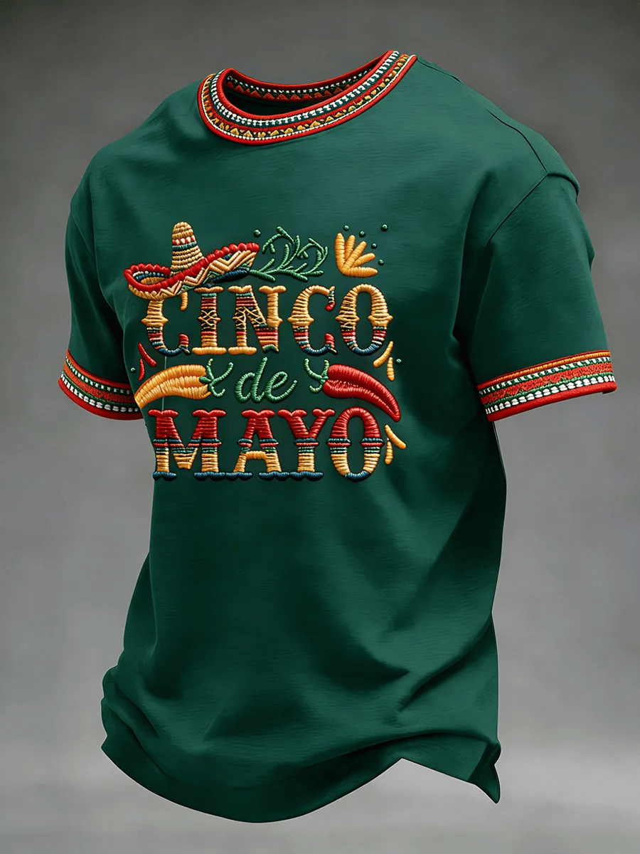 Men's Mexican Art Cinco de Mayo Printed Casual T-shirt
