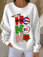 Women's Puerto Rican Christmas Print Knit Crew Neck Long Sleeve Top