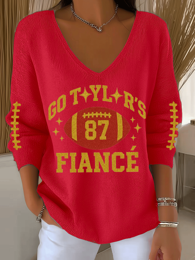 Women's Hot Spot Print Knit Long Sleeve Top