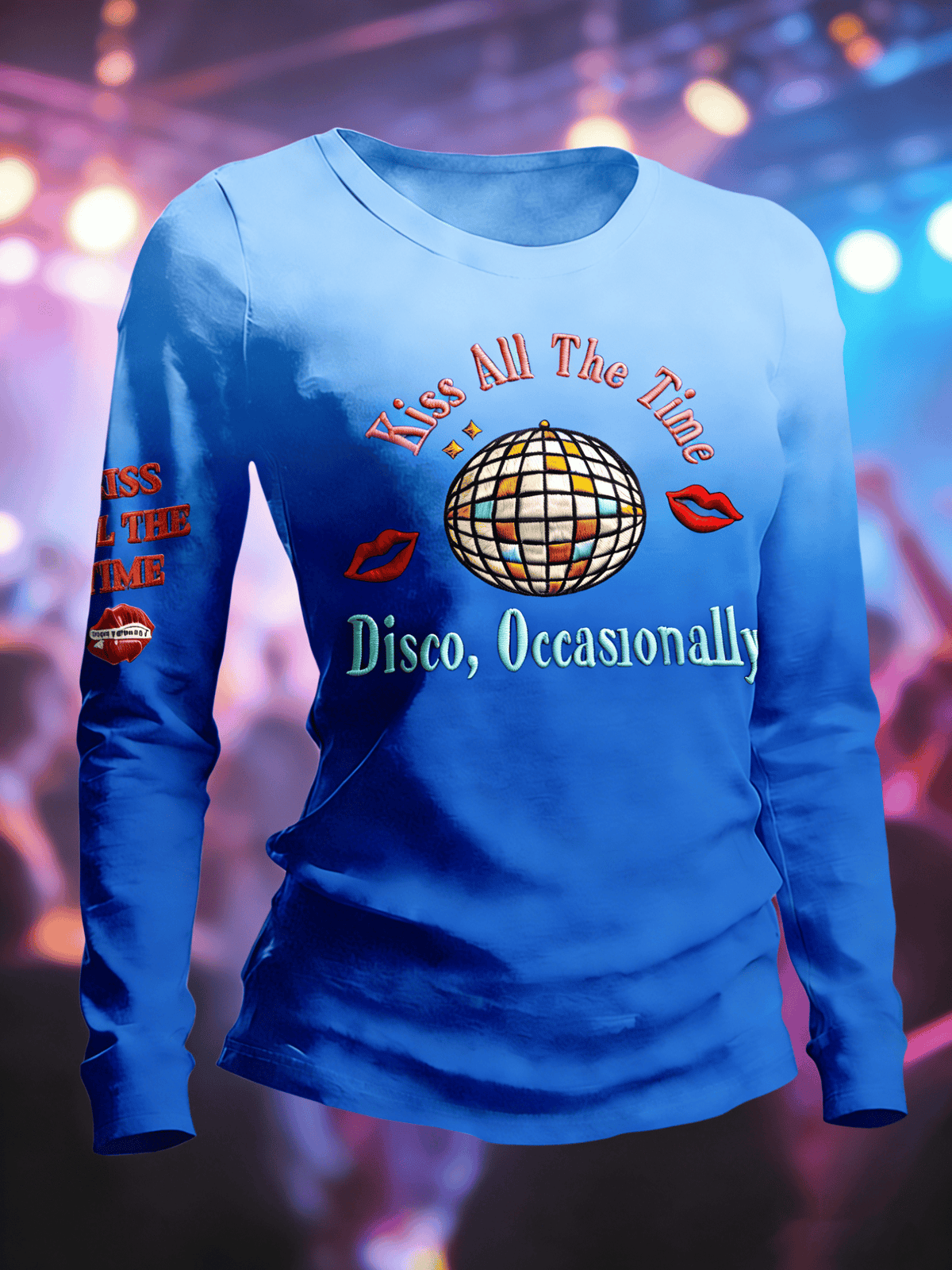 Women's Long-Sleeved Top With Fan Print