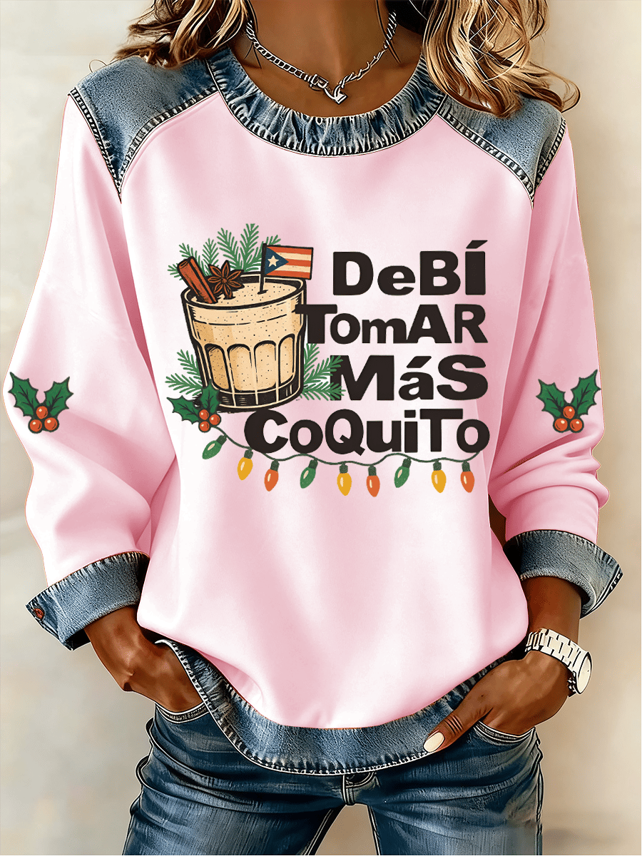 Women's Puerto Rican Christmas Print Sweatshirt