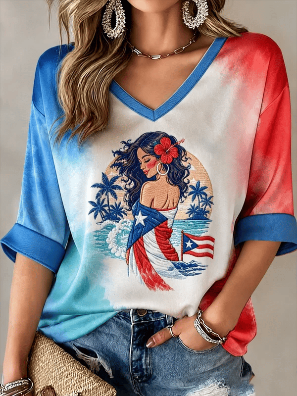 Women's Puerto Rico Print Shirt