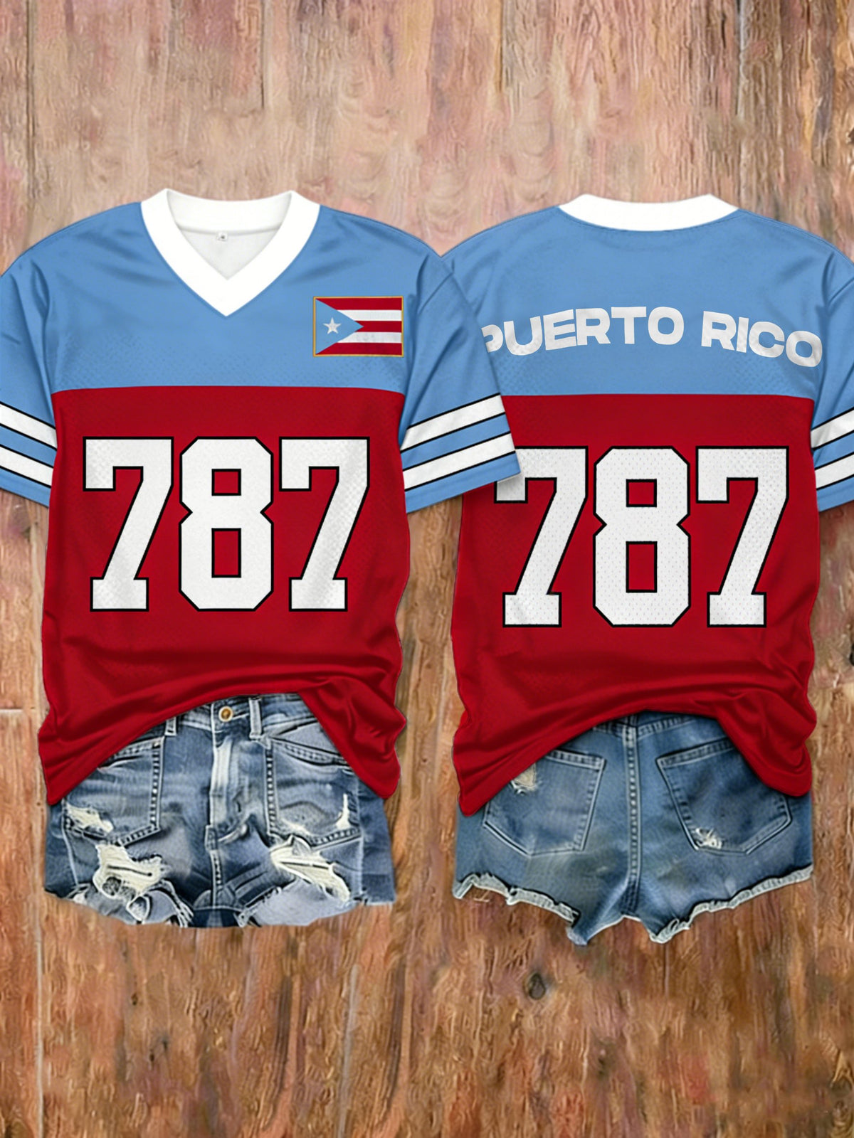 Women's Puerto Rico 787 Baseball Print T-Shirt