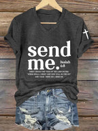 Women's Send Me Isaiah 6 8 Christian Print Casual T-shirt
