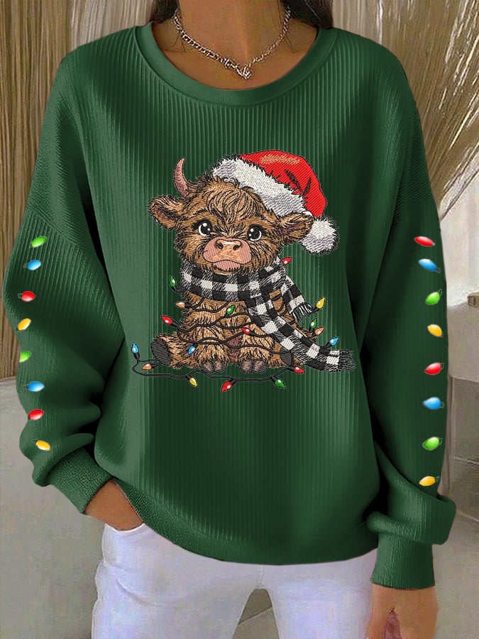 Women's Casual Christmas Highland Yak Sweatshirt