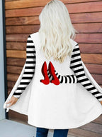 Women's Halloween Striped Patchwork Long Sleeve Cardigan