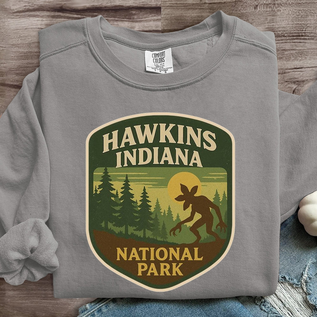 Hawkins Indiana National Park Upside Down 80s Horror Art Print Sweatshirt