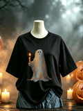 Women's Retro Halloween Witch Print T-Shirt