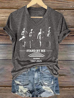 Women's Stand By Me Print V Neck T-shirt