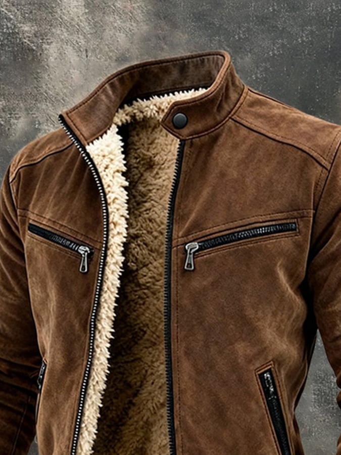 Men's Retro Warm Suede Outdoor Jacket