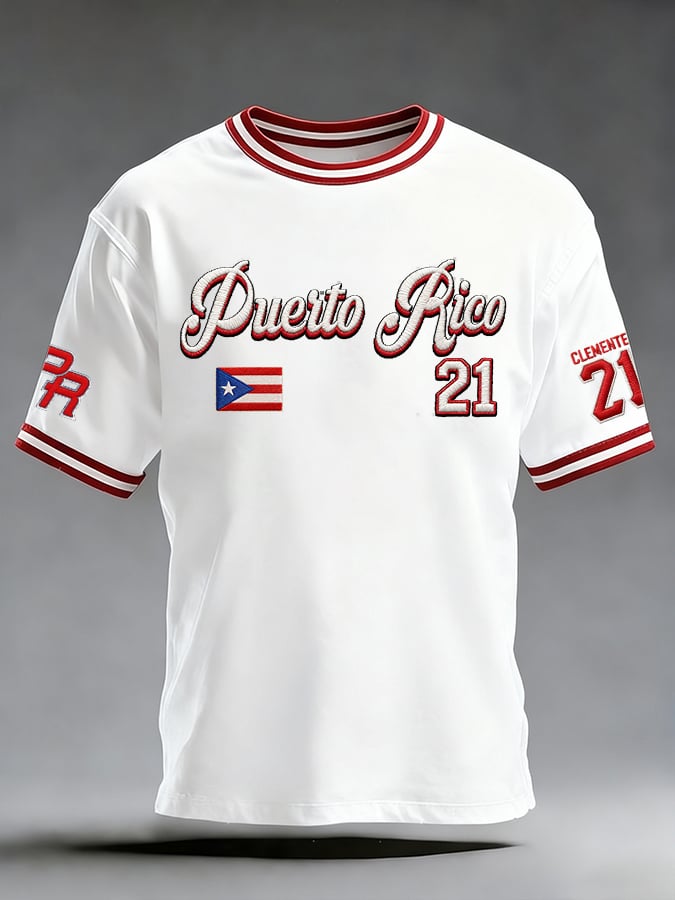 Men's Puerto Rico Baseball Fan Casual T-Shirt
