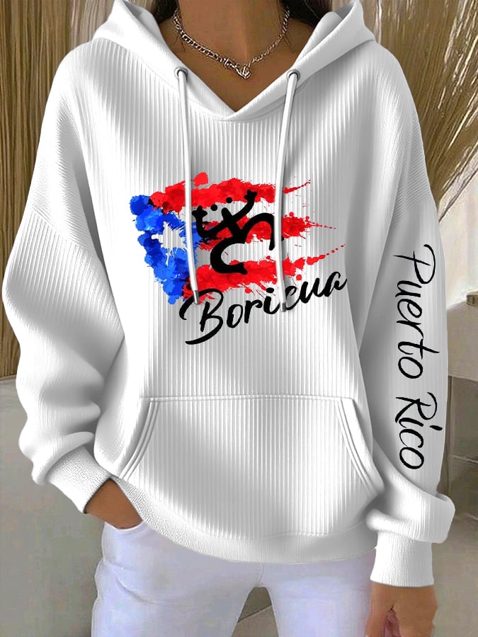 Puerto Rico Color Leisure Women's Print Casual Hoodies