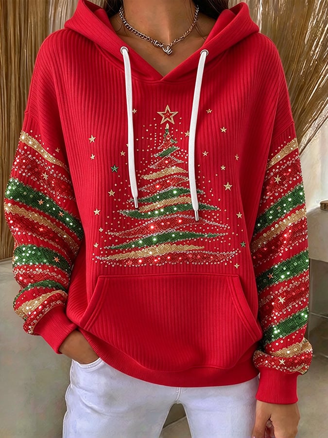 🔥🔥2nd 50% Off 🔥🔥Women's Casual Printed Hooded Knit Top