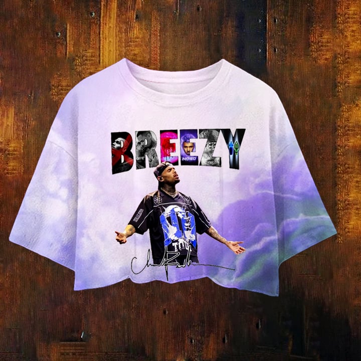 Women's Singer Round Neck Cropped Print T-shirt