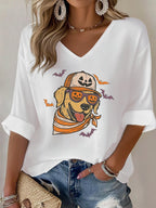 Golden Retriever Dog Halloween Art Printed Long Sleeve Top
